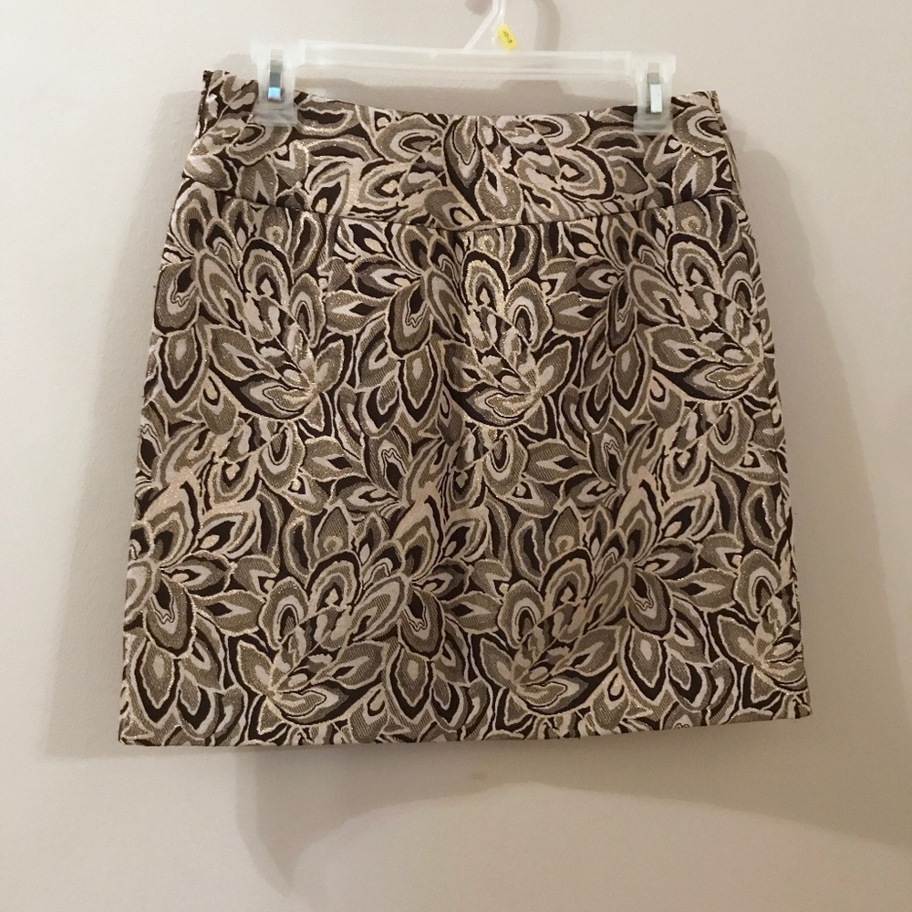 LOFT Gold Brocade Mini Skirt